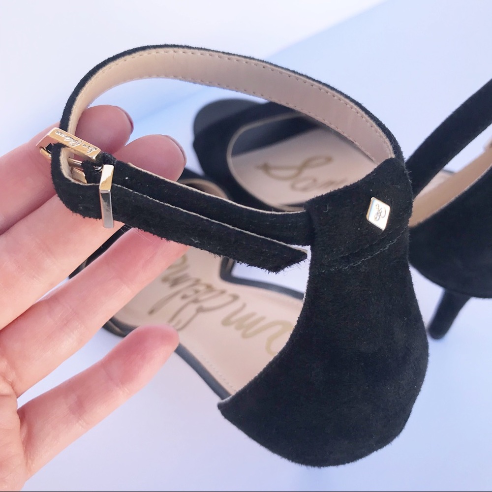 Sam Edelman • Black Suede Ankle Strap Heels 7 1/2 - Picture 3 of 5